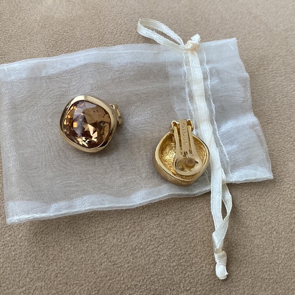 vintage Christian Dior gold crystal clip earrings - Picture 3 of 12